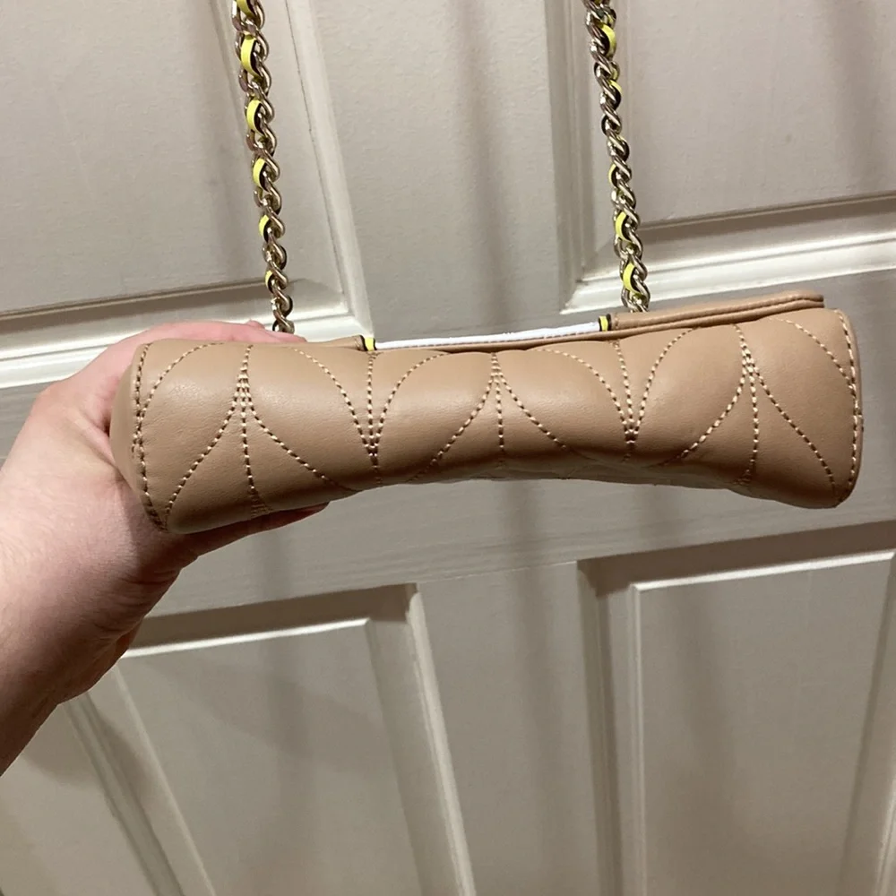 Kate Spade Tan White Yellow Briar Lane Quilted Mini Emelyn Purse Bag - Picture 11 of 16